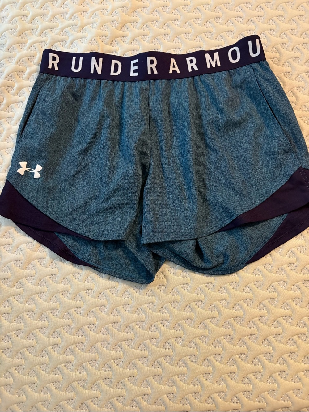 Under Armour Teal and Navy Athletic Shorts with Branded Waistband size XS